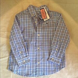 Vineyard Vines Blue Plaid Button Down Shirt NWT.  Size 2T